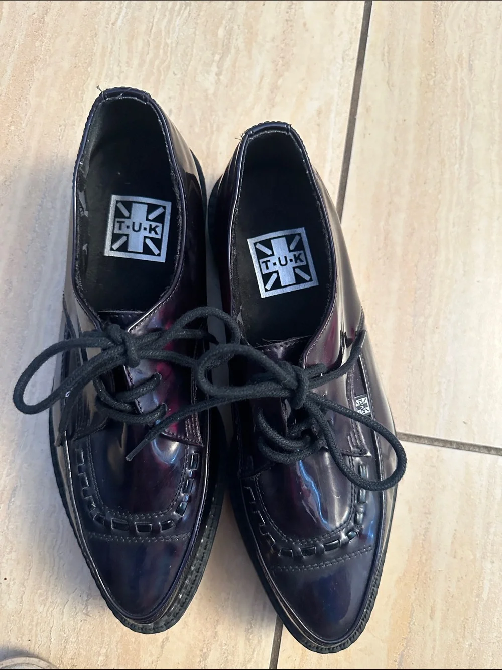 TUK Faux Leather Patent Pointy Toe Creepers Shoes Men’s Size 7